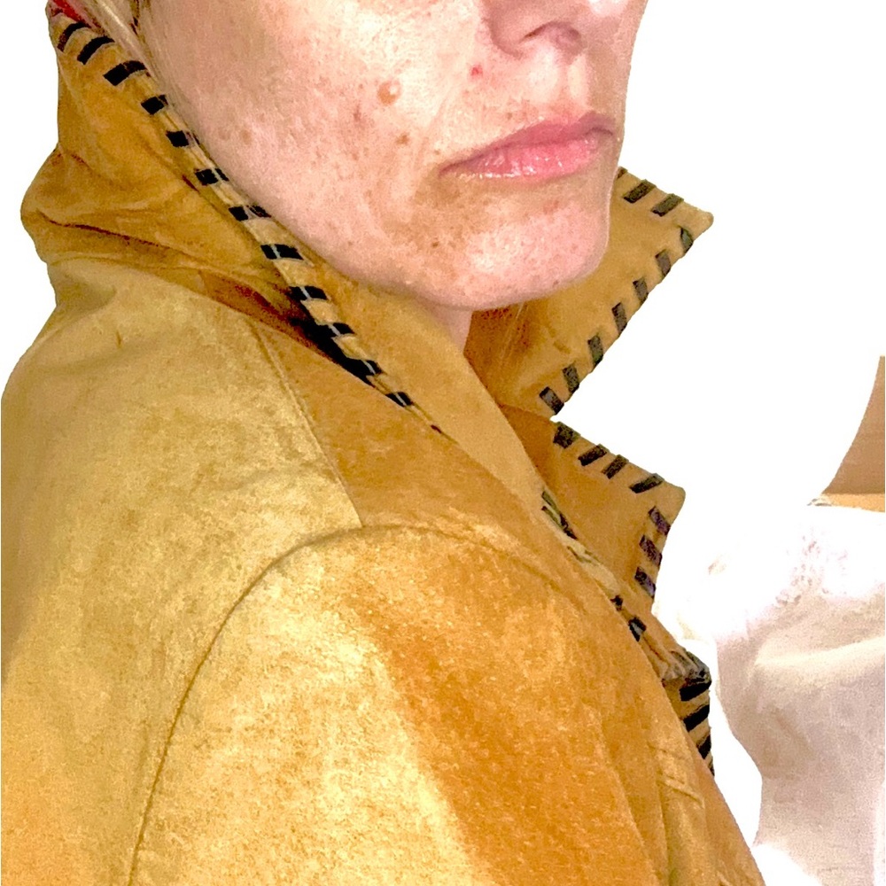 Boutique 60s Suede Rockstar Coat w/belt Handmade Leather Stitching - Picture 5 of 9